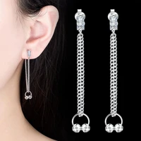 kofsac new charm 925 silver earrings for women party jewelry zircon square long tassel small beads earring valentines day gift