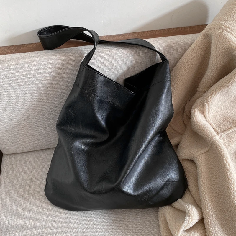 Простой дизайн солидный широкий ремешок большой Хобо Сумка на плечо для женщин