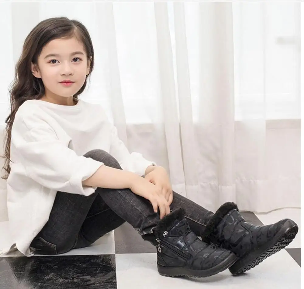 

Children Snow Boots kids Shoes Warm Plush Fur Ankle Boots Winter Girls Boys Waterproof Ultralight Outdoor cotton Sneakers Footwe