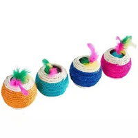 legendog cat ball toy 2 hole fake feather sisal cat toy cat rope ball kitten chew toy cat funny favor toy training toys