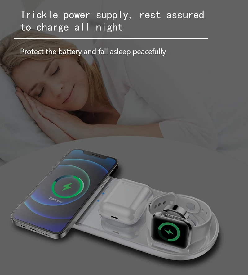 

3 in 1 Wireless Charger For iPhone 12 Pro Max 12 Mini 11 Pro XS 15W Fast QI Wireless Phone Charging Pad For AirPods Pro iWatch