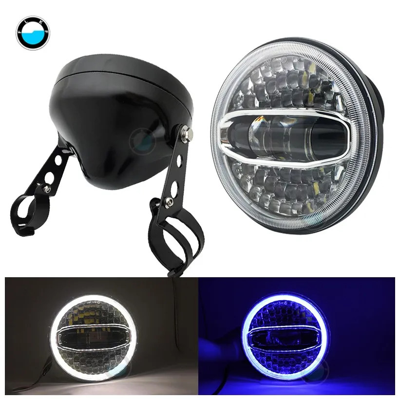 Set A 7 дюймовый светодиодный moto rcycle фара moto черного цвета с углом глаза для Touring ультраклассический Electra Street Glide Road King Yamaha - Цвет: Set A