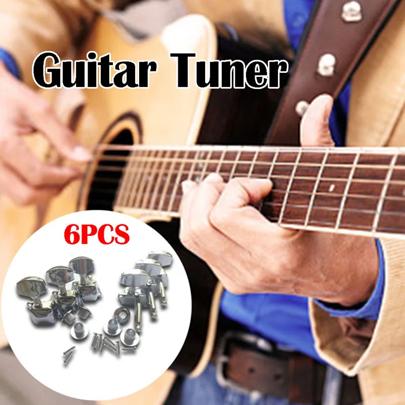 1 Set Hot Selling Guitar String Button 6Pcs Acoustic Guitar Tuning Pegs Tuners Machine Heads Chrome Electric Part 3R3L