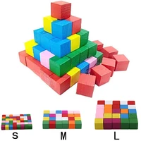 25 50pcspack montessori colorful wood cube blocks bright assemblage block early educational early learning toys kids children