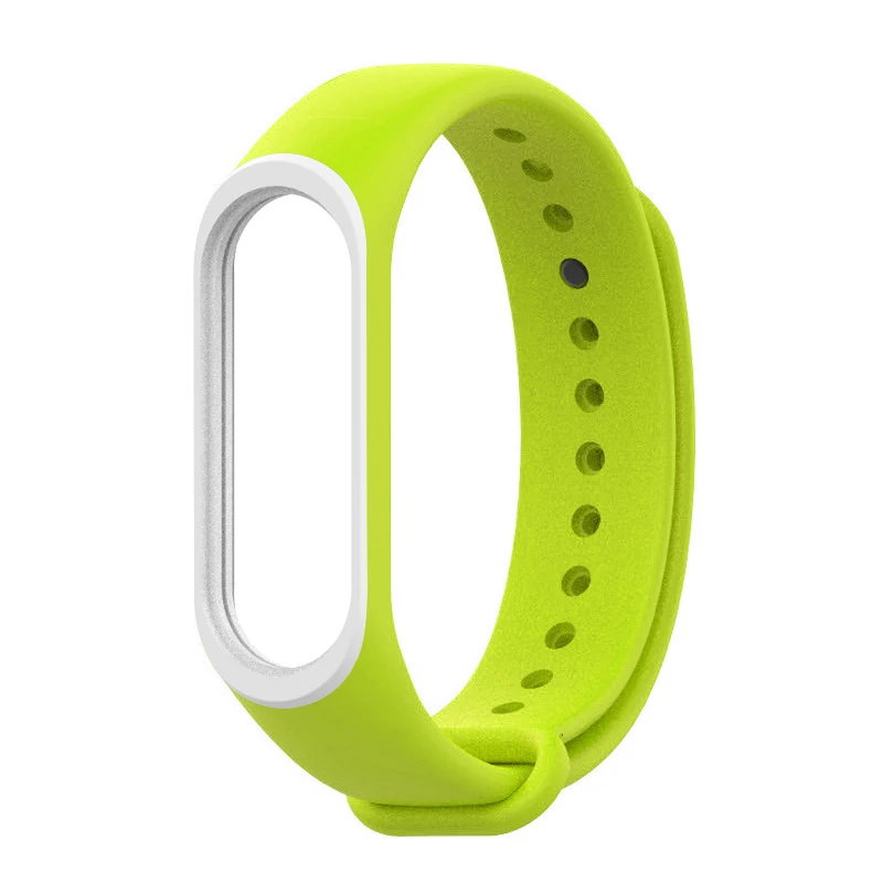 Для Xiaomi mi ремешок 4 ремешок силиконовый браслет для Xiaomi mi 4 аксессуары браслет mi Band 4 замена двойной цвет ремни - Цвет: Green-white