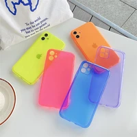 ins cute neon fluorescent solid color phone case for iphone 7 8 plus 11 pro x xs max xr 12 pro max lovely candy soft clear cover