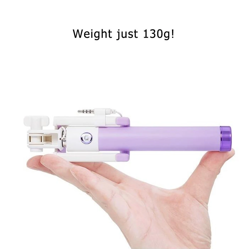 Universal Mini Selfie Stick With Button Wired Silicone Handle Monopod For iPhone XR X XS MAX Xiaomi Huawei Samsung Sticks | Электроника