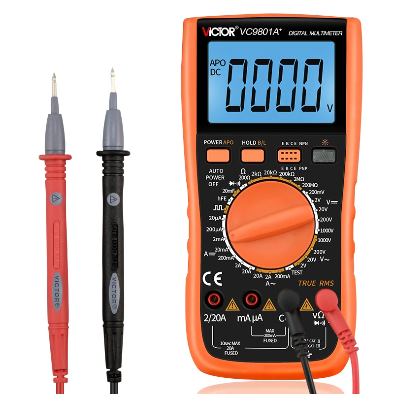 Цифровой мультиметр True RMS DMM AC/DC VICTOR VC9801A + Сопротивление емкости диодный