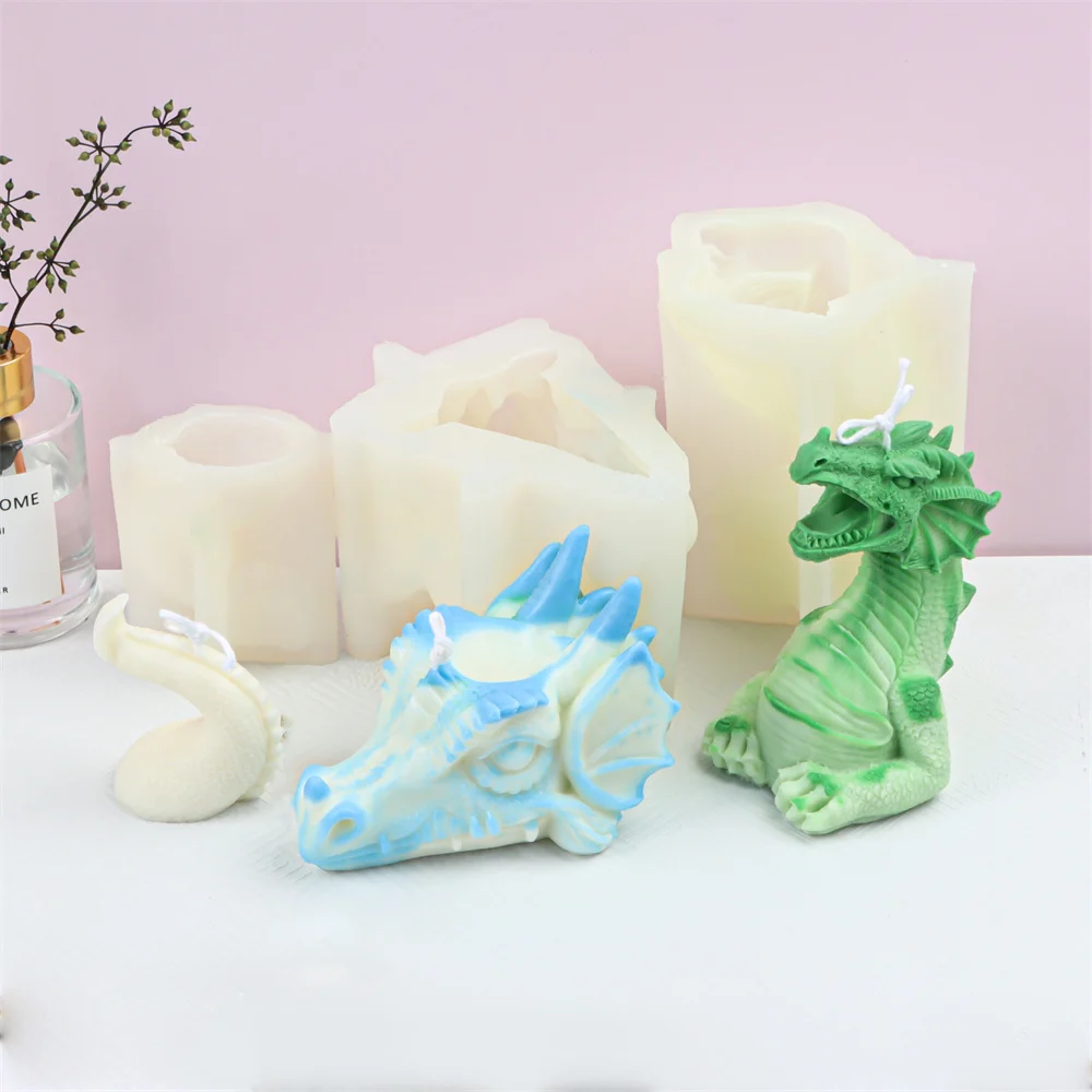 

3D Roaring Dragon Silicone Candle Mold DIY Majestic Chinese Loong Head Art Home Decoration Soy Wax For Soap Making Resin Mould