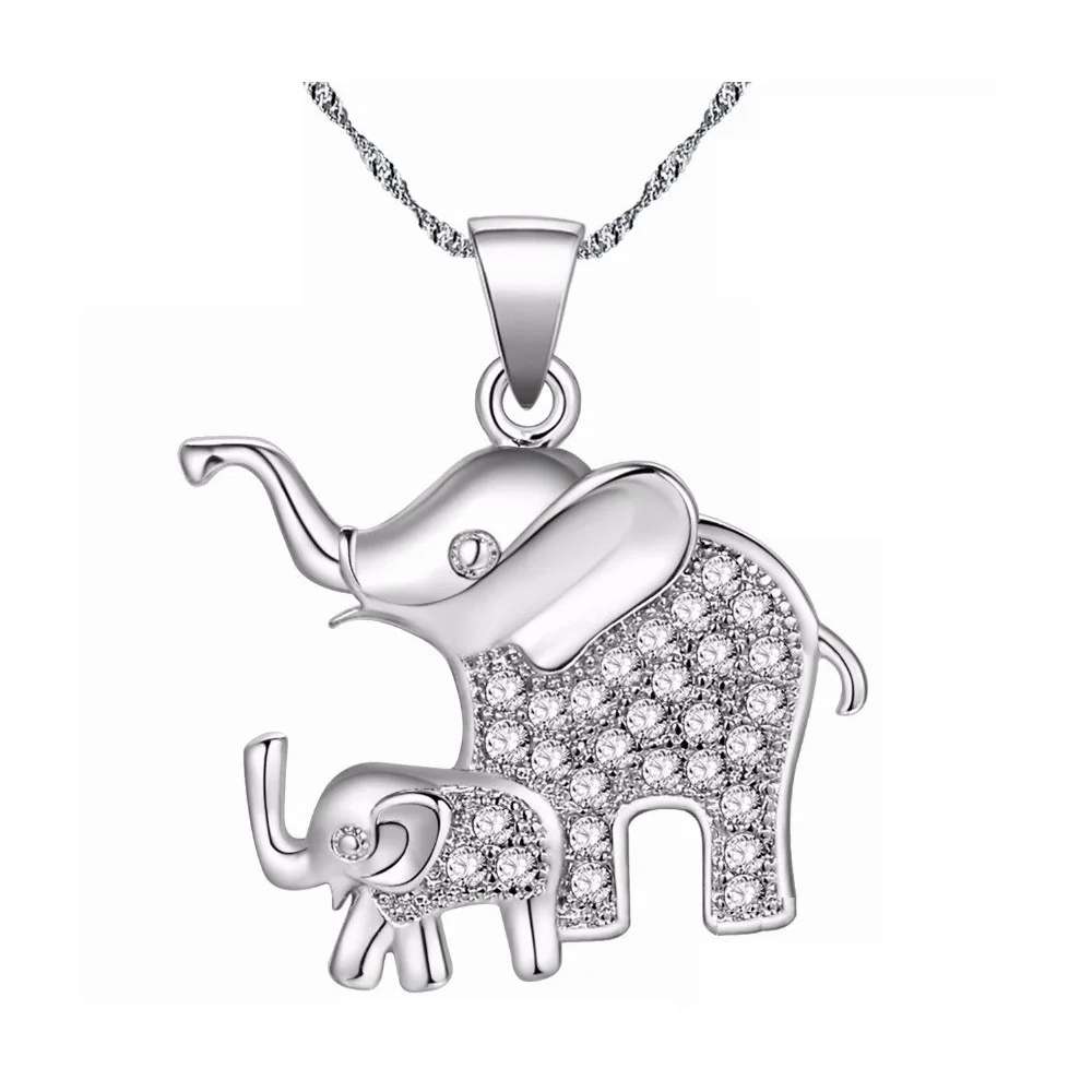 Женское Ожерелье с изображением слона для мамы и ребенка серебряное ювелирное