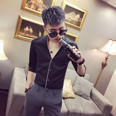 Мужская Летняя Облегающая рубашка с цветочным рисунком модель 2020 года | одежда