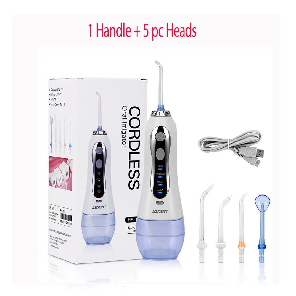 5 head Портативный USB ирригатор для полости рта Электрический водный зубной Флоссер 3 режима чистка зубов 300 мл перезаряжаемый Стоматологический Ирригатор струя воды - Цвет: 5 head