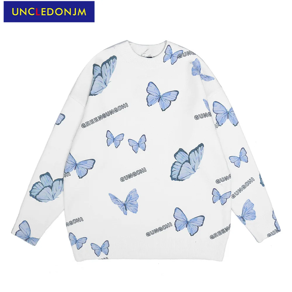 

UNCLEDONJM свитер с бабочкой корейская мода вязаный свитер в стиле хип-хоп Ретро мужской пуловер в стиле high street свитер Харадзюку