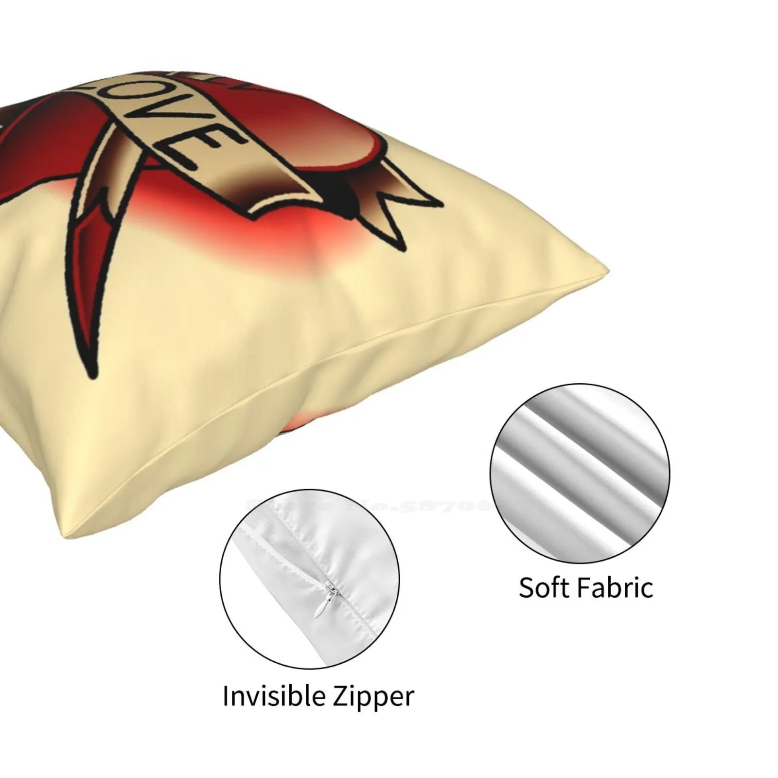 Наволочка с татуировкой в виде сердца для спальни и офиса |