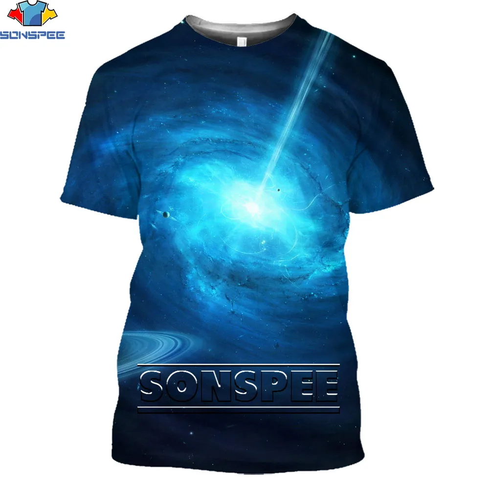 

SONSPEE 3D Printing Black Hole T-shirt Personality Universe Starry Sky Men And Women Casual Summer Street Hip-hop Short Sleeve