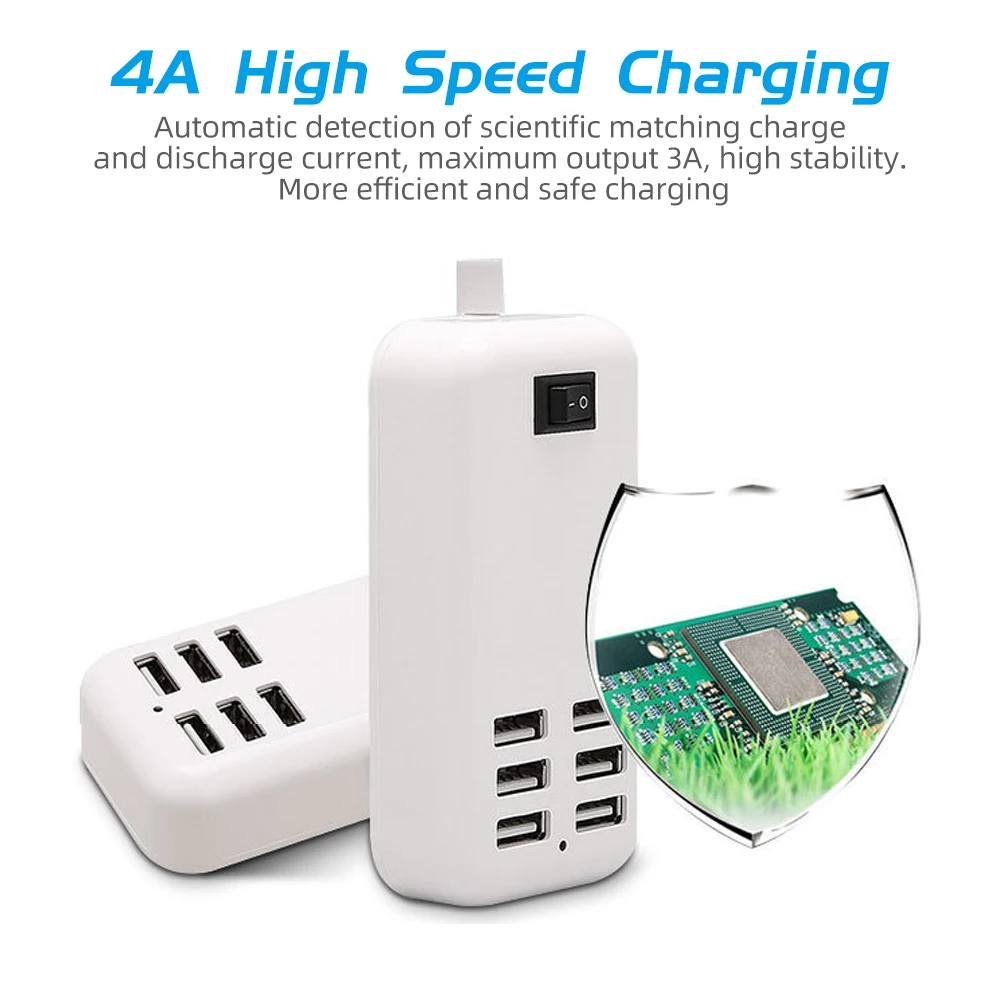 ANKNDO 6 портов USB зарядное устройство 5 В/3 А настенное розетка США ЕС штекер Адаптер