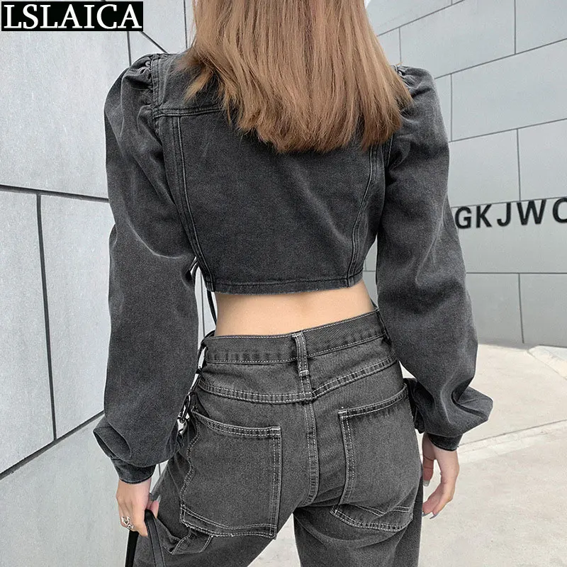 

Sexy Denim Jacket Women Crop Jacket Fashion Coats and Jackets Women Solid Single Breasted Female Tops Autumn Clothes