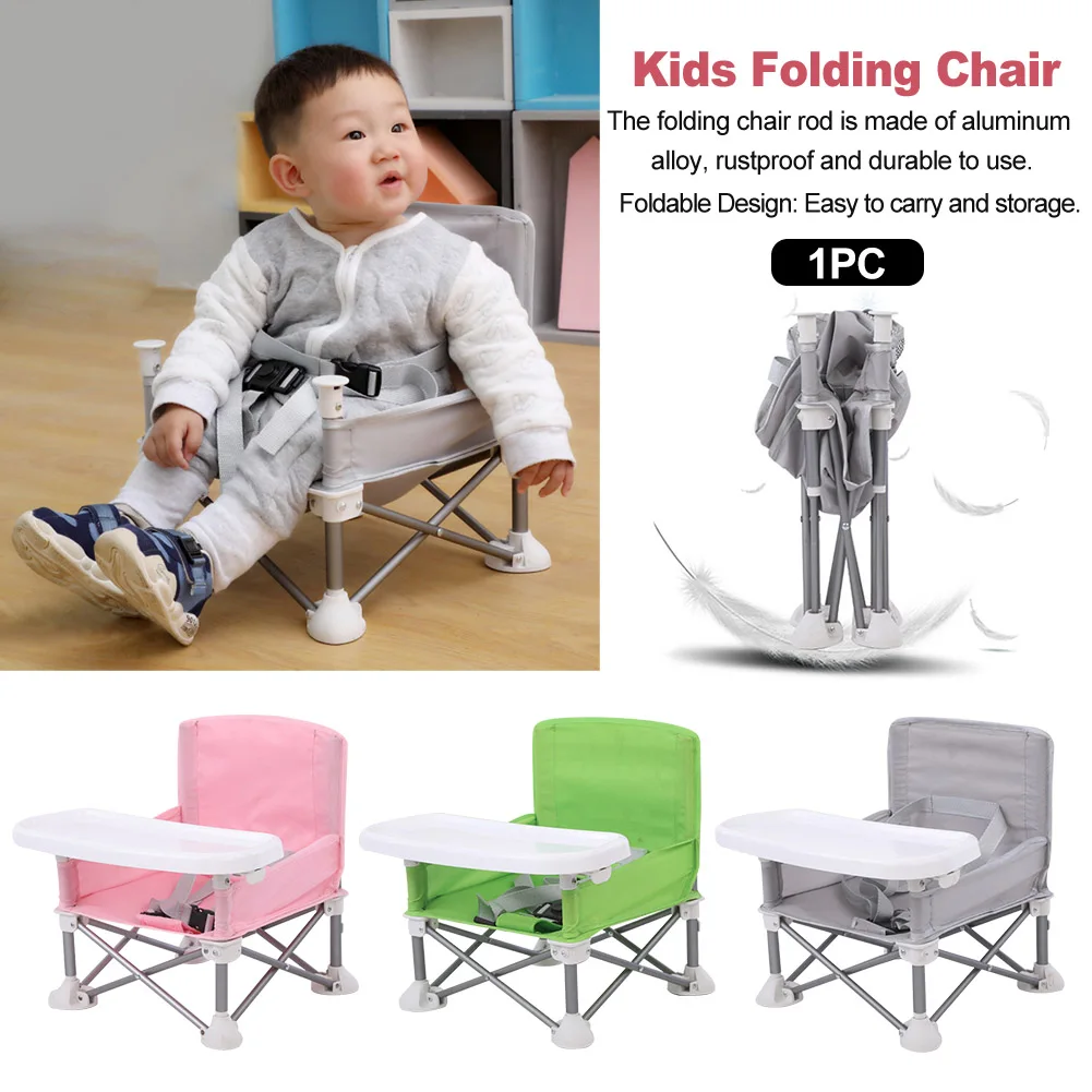 

With Tray Camping Aluminum Alloy Lawn Detachable Travel Children Dining Chair Adjustable Strap Portable Foldable Booster Seat