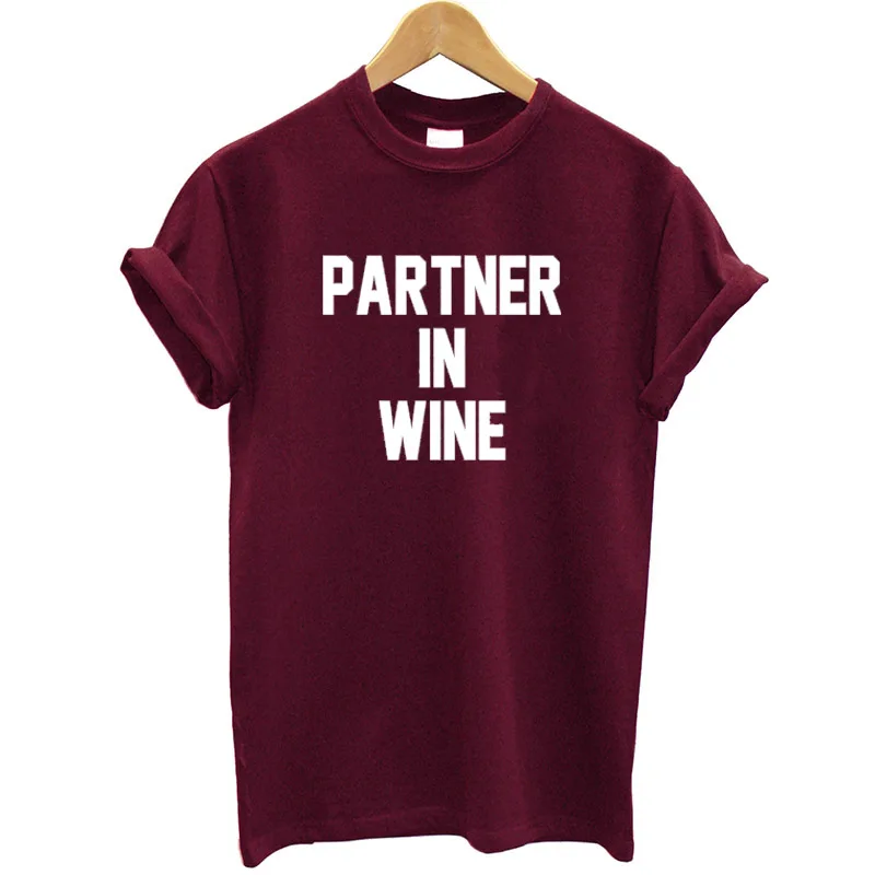 

Letter Partner In Wine Tshirt Funny Tee Shirt Femme Clothes Women T Shirt Short Sleeve Casual Summer Tops