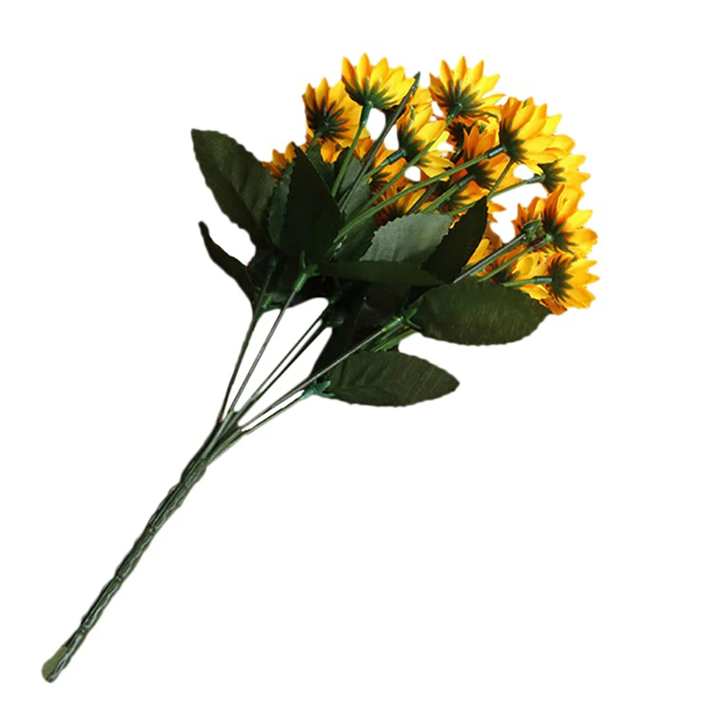 

1 Bouquet 15 Heads 7 Branches Artificial Faux Silk Sunflower Home Party Decor