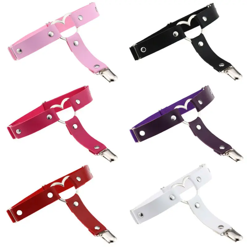 

Sexy Women Adjustable Garter Belt Leg Spiked Gothic Punk Heart-Shaped Leather Leg Loop Stage Accessory Party Costume Decoration