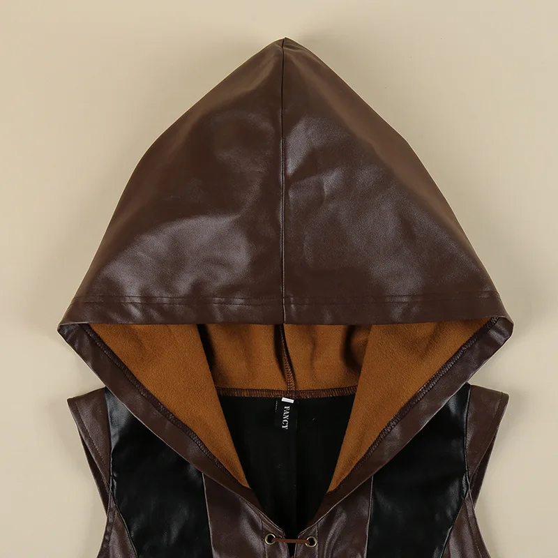 Модное женское сексуальное тонкое кружевное кожаное платье макси средневековый