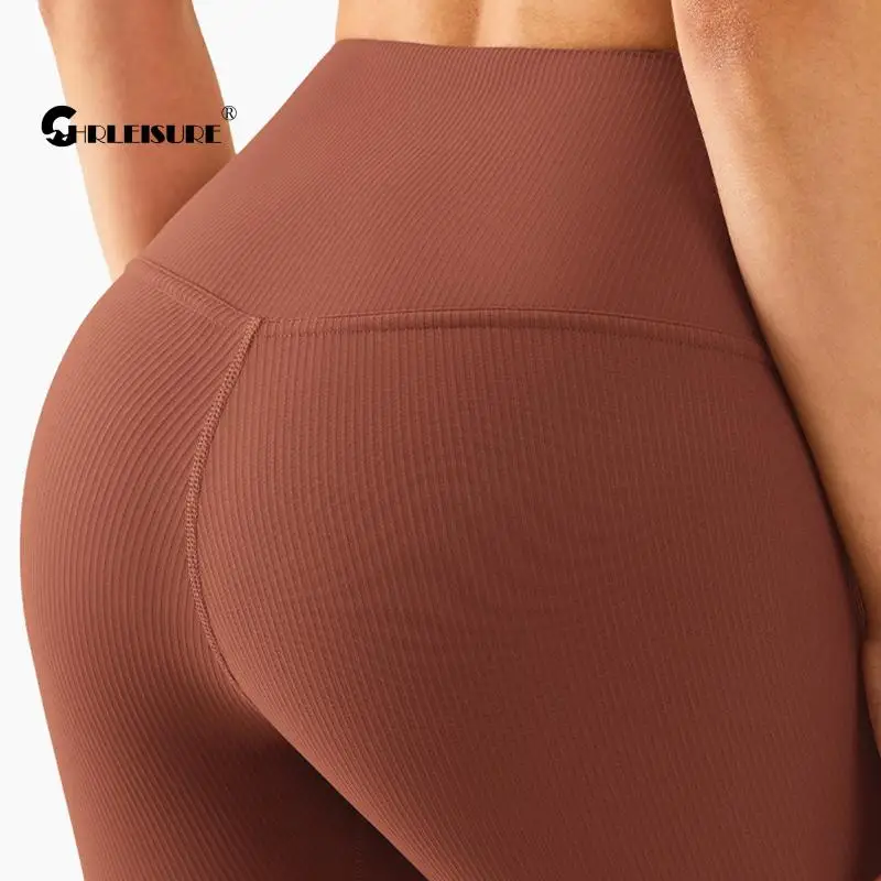 

CHRLEISURE Thread Yoga Shorts High Wasit Push Up Peach Up Gym Leggings High Elasticity Breathable Quick Dry Women Clothes