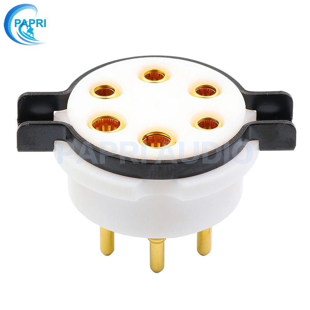 

PAPRI 6Pin PTFE Gold Plated Beryllium Copper Pin Tube Socket HIFI DIY For Audio Tube Amplifier WE310A 10J12S 41 6C6 Vacuum Tubes