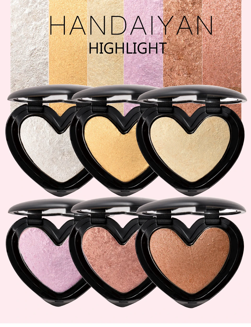 HANDAIYAN 6 цветов highlighter пудра для лица Тени для век двойного назначения фиксированный макияж Iluminador Косметика для макияжа бронзатор