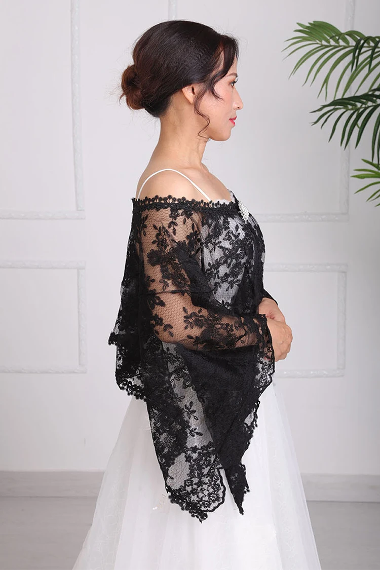 Винтажное свадебное болеро черный с открытыми плечами сексуальный плащ вечернее