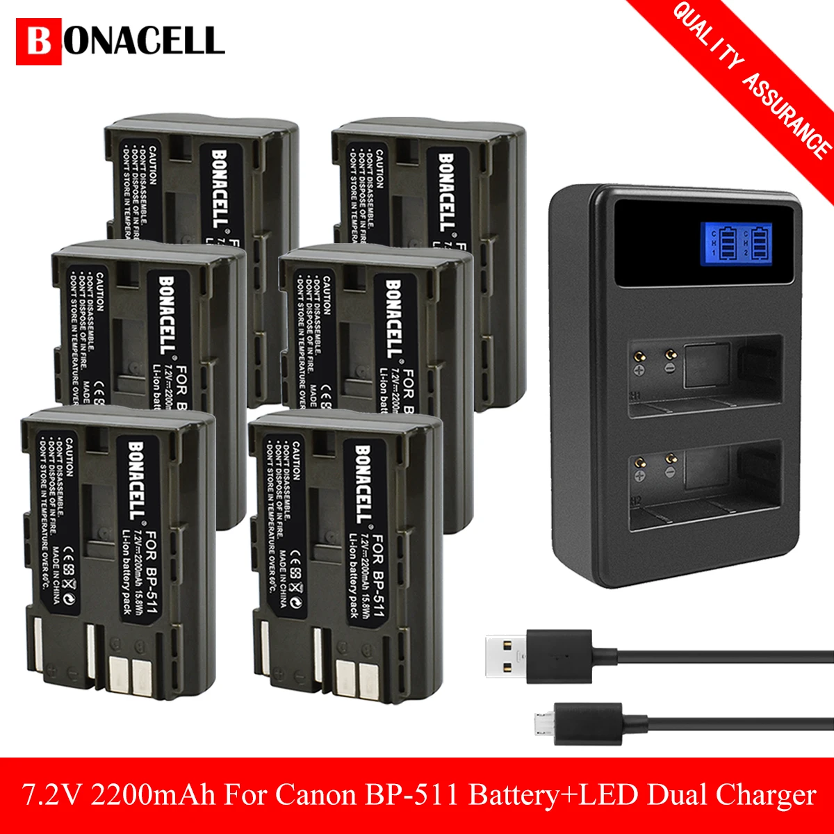 Bonacell BP 511A 511 BP511A батарея Bateria + LCD USB зарядное устройство для Canon G6 G5 G3 G2 G1 EOS 300D 50D 40D 30D
