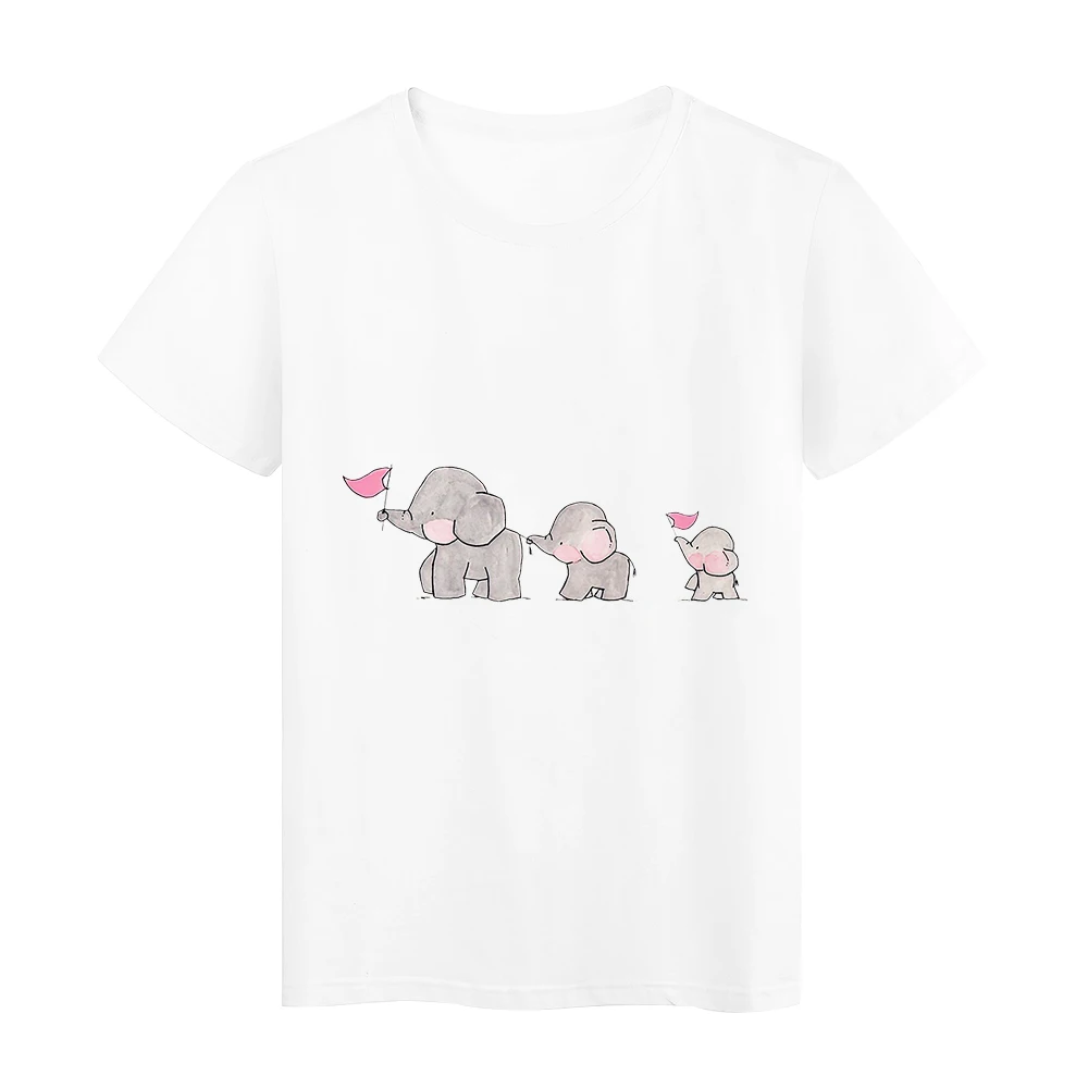 

Three Cute Little Elephants Printed Women Casual Tshirt Cartoon Aesthetic Style Short Sleeve T-shirts Ulzzang Ropa Tumblr Mujer