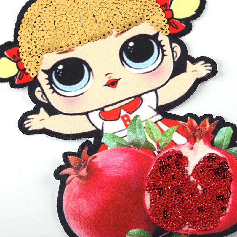 Kawaii Sequined Honey Girl Big Patch Diy Sew on Iron Clothing Apparel Decorative Accessories Daughter Gift Sticker | Дом и сад