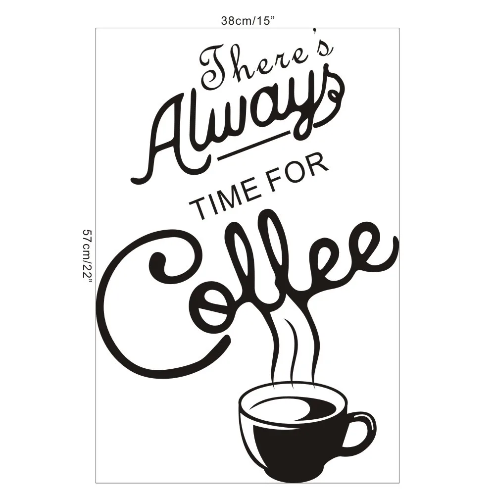 

Letter Wall Sticker There Is Always Time for Coffee English Coffee Cup Sticker Coffee Shop Kitchen Home Decoration
