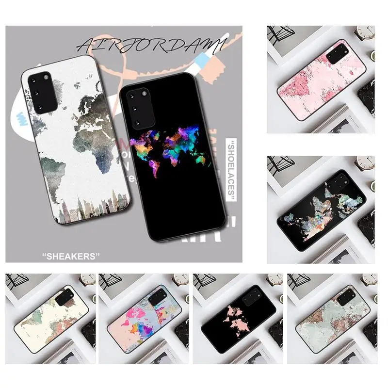 

PENGHUWAN World Map Travel Plans Cover Black Soft Shell Phone Case for Samsung S20 plus Ultra S6 S7 edge S8 S9 plus S10 5G