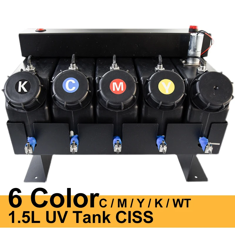 

1.5L Tank CISS Refill UV Flatbed Printer Ink Bottle With Stirring Motor Filter Ink Bottle