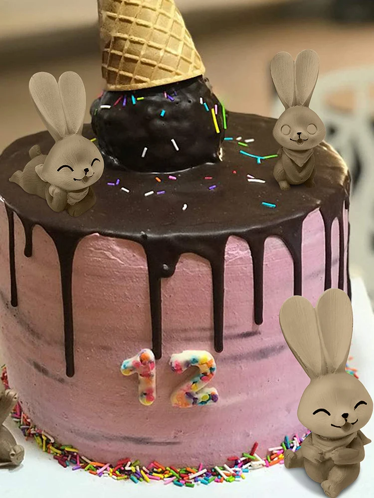 

3D Easter Bunny Silicone Cake Mold Rabbit Jewelry Craft Clay Resin Easter Icing Plaster Mould Resin Ornaments
