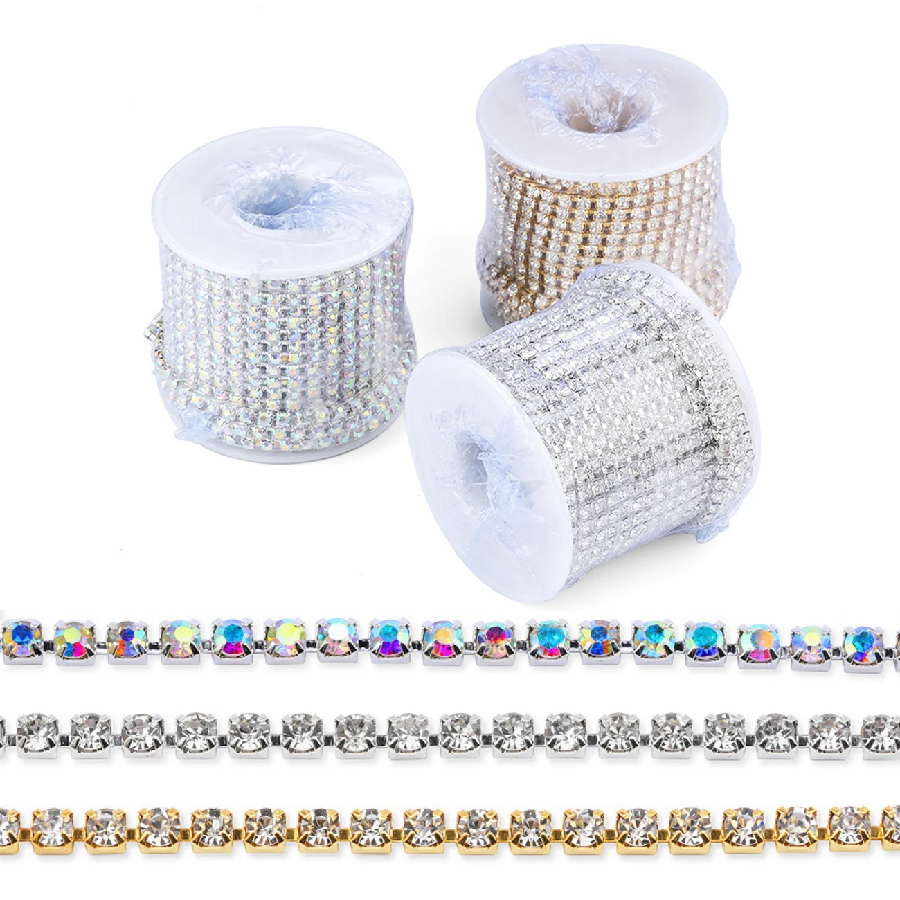 

Rhinestone Chain 2MM 3MM Crystal Rhinestone Close Chain Trimming Claw Chain Craft and Decoration Chain for Jewelry Crafts DIY
