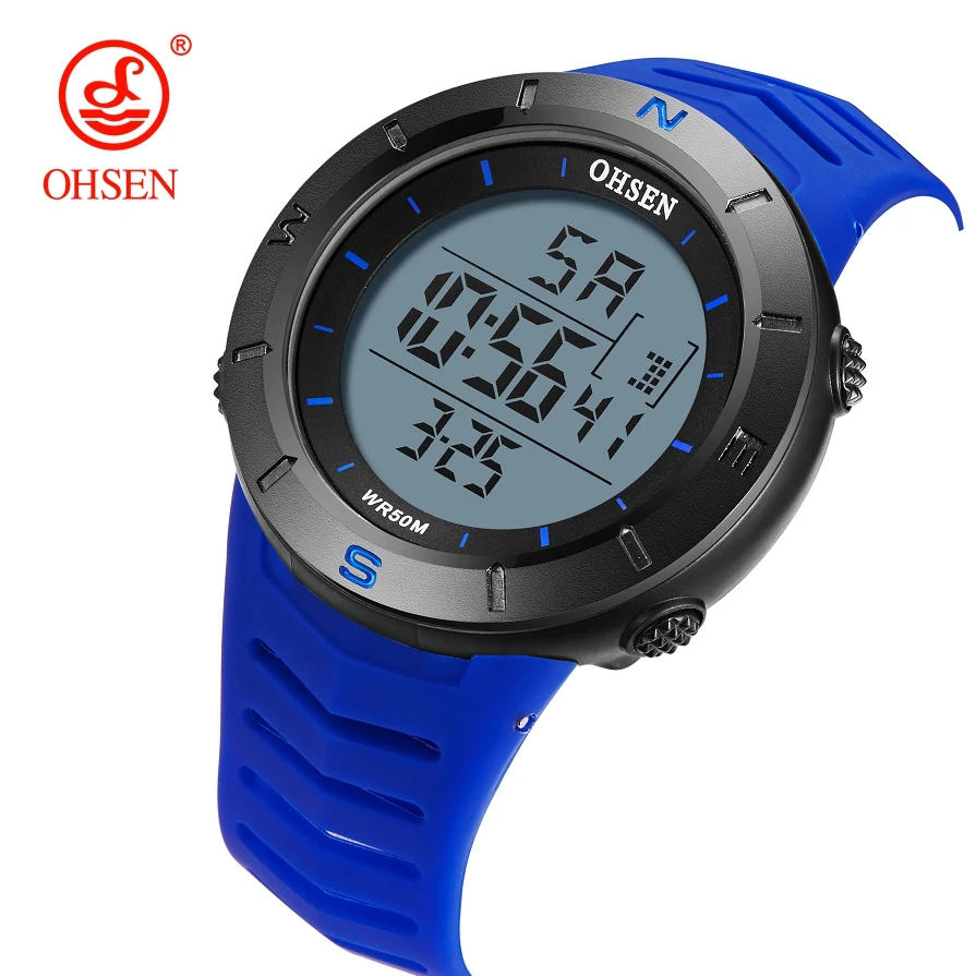 Blue watch Цифровые ЖК-мужские часы reloj hombre Военный Зеленый Водонепроницаемый Открытый Бег наручные часы, силиконовый браслет часы мужские подарки для мальчиков - Цвет: Blue watch