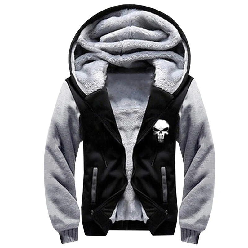 

2019 New Arrival Men's Jacket Long Sleeve Hooded Jacket 3D Skull Printed Fashion Hip Hop Outwear Coat Winter and Autumn Dress