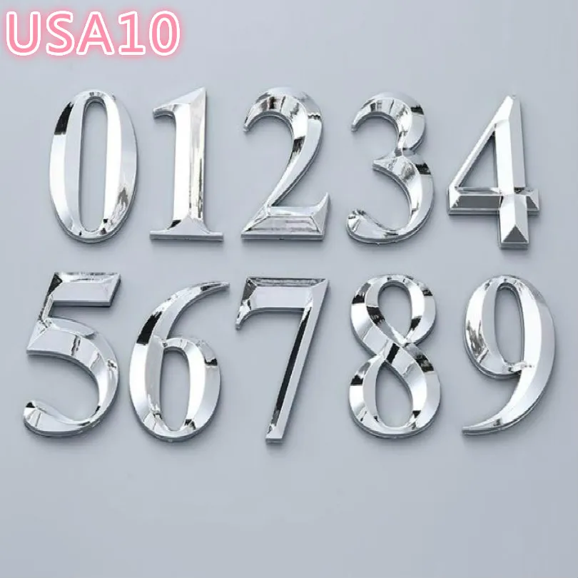 

USA10 SILVER PVC DIY Letters+numbers car emblem combination emblem car logo model car badge sticker with paste for modify