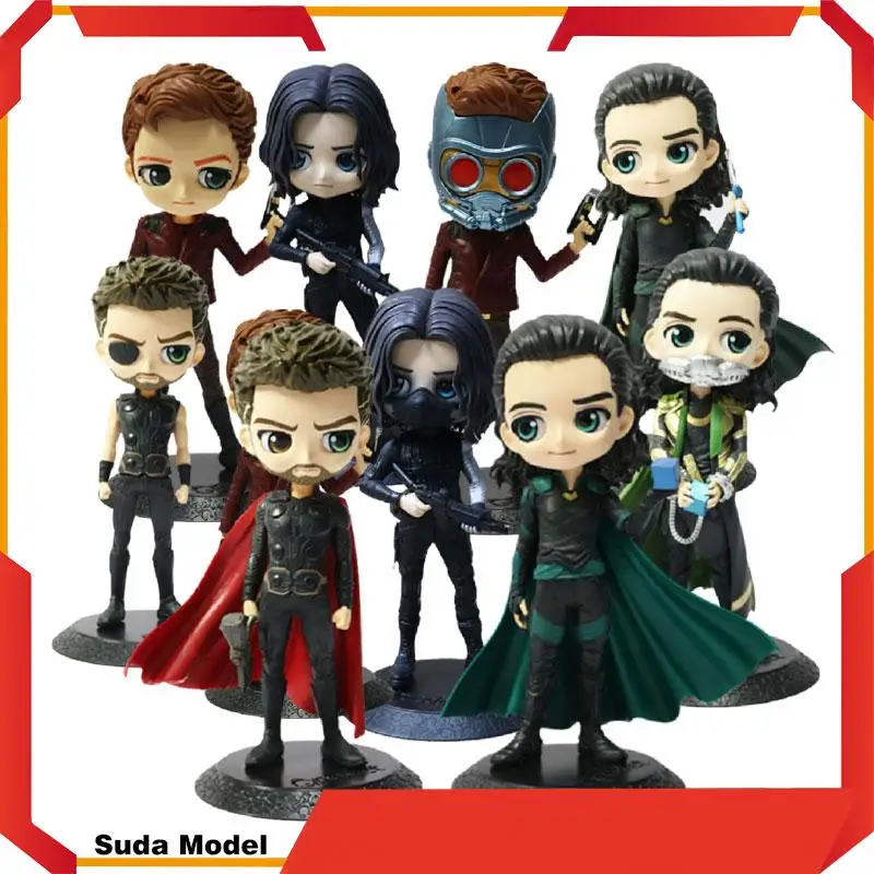

The Avengers Bulk Marvel Figures Winter Soldier Thor Star Lord Loki Q Posket Version Action Figures Toy Pvc Model for Kid Gift