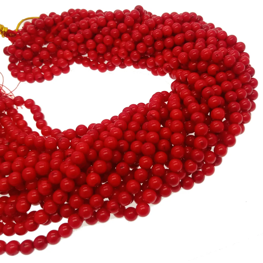 Бусины из натуральных материалов Синтетический Коралловый шар красные