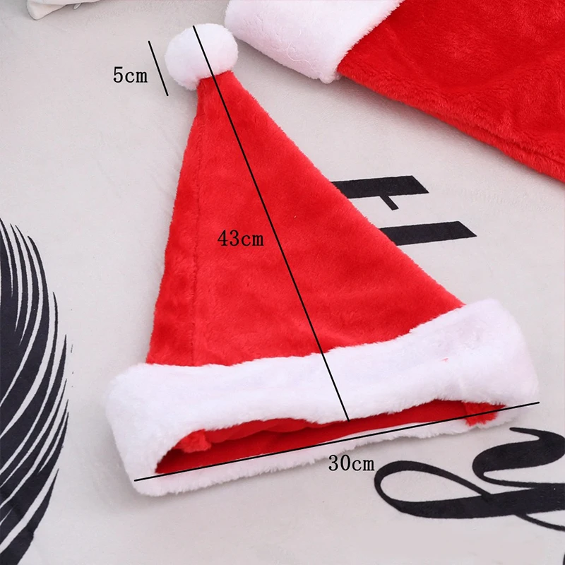 43*30cm Santa Hat Winter Warm Christmas Plush Adult To Increase Thickening Big Ball Soft m | Дом и сад