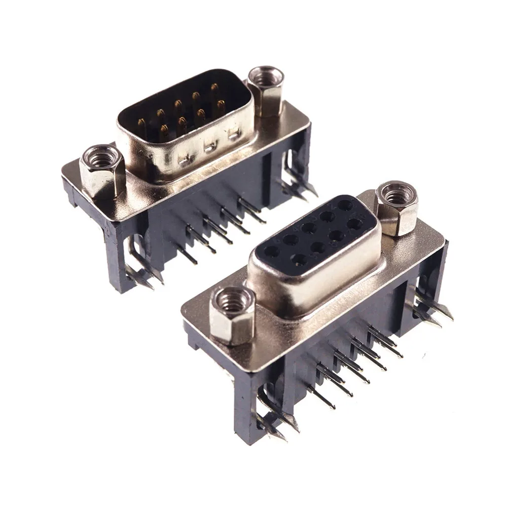 

200 Pcs D-sub Connector DRB Type 9 Pin Right Angle Male Female Black Insulator Plug Socket RoHS Through Hole PCB Solder