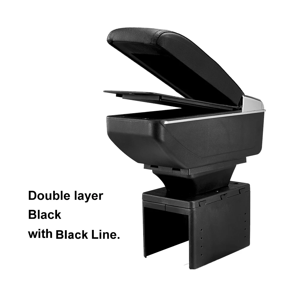 Dual-Layer Black Универсальный подлокотник коробка центральный контейнер коробка для хранения из искусственной кожи подлокотник коробка аксессуары для автомобиля однослойный двухслойный - Название цвета: Dual-Layer Black