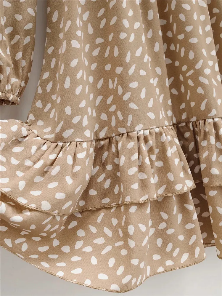 

Foridol vintage polka dot dress women autumn winter puff sleeve ruffle elegant dress casual ladies short dress 2020