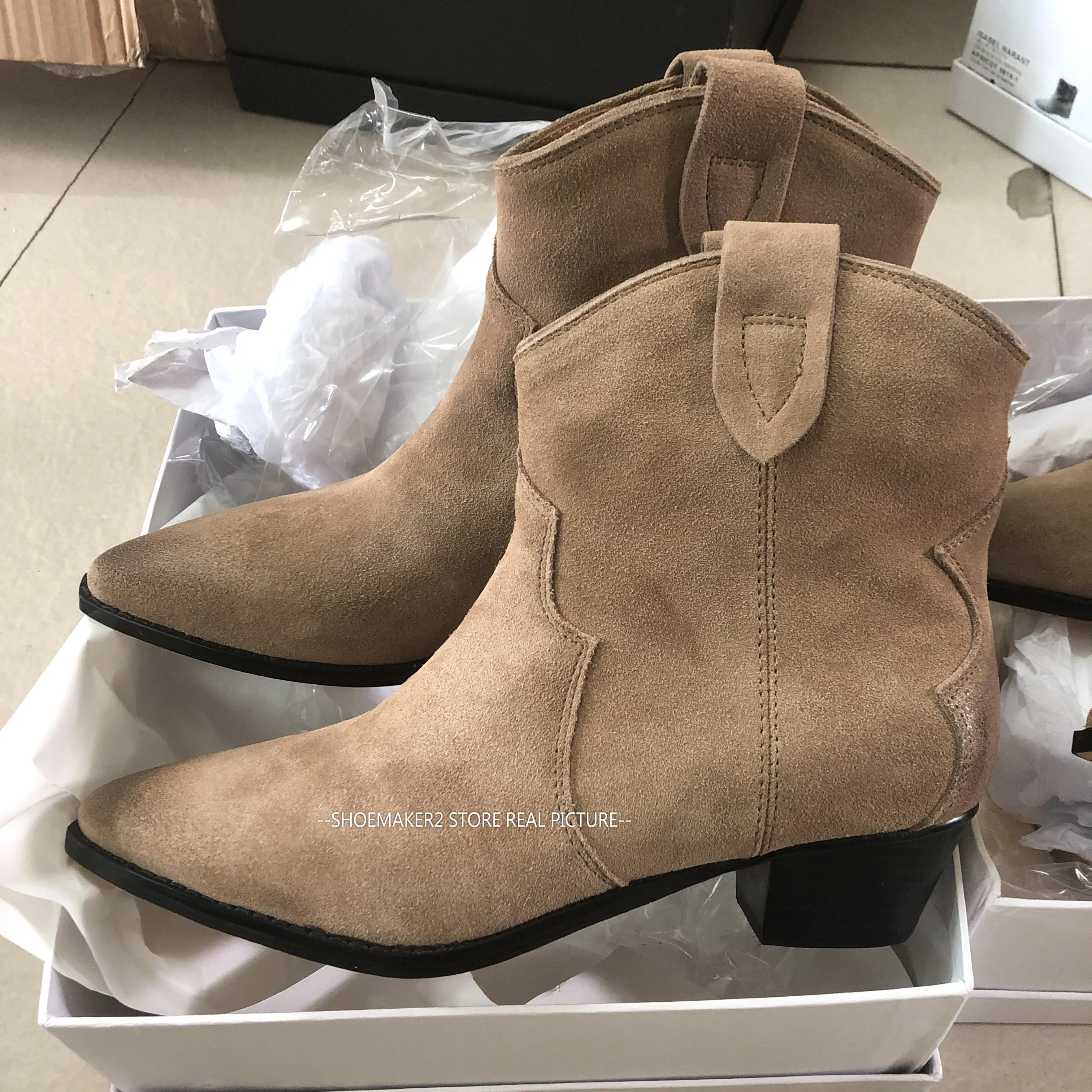 Женские Классические замшевые ботильоны Dewina зимние ковбойские ботинки челси на