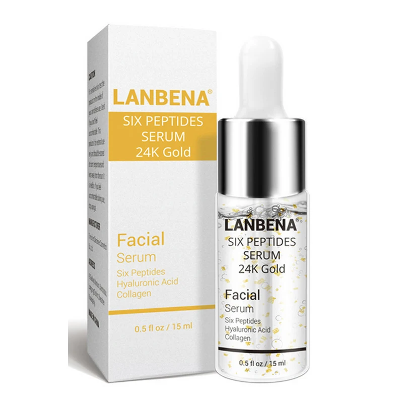 LANBENA шесть эссенция с пептидами сыворотка Чистая 24 К золото Сыворотка для лица против старения против морщин Гиалуроновая кислота Коллаген Увлажняющая фирма