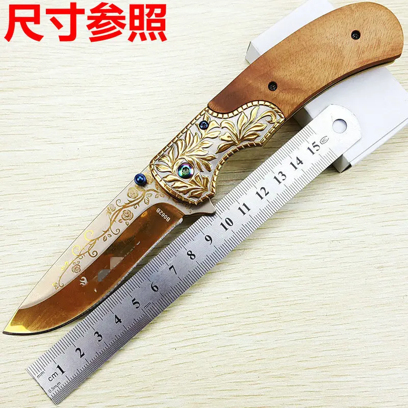 Складной нож с деревянной ручкой классический европейский тактический